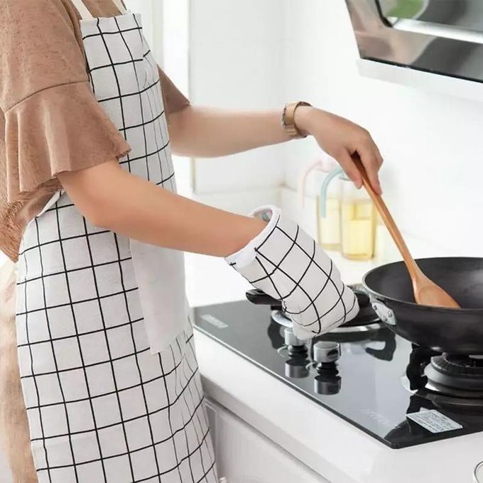 Heat Resistant Kitchen Cotton Thickened Oven Gloves-