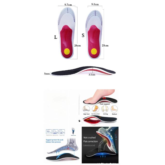 Orthopedic Insoles With Breathable Arch Support Pad For Unisex- Small 35-40, Large- 40-46