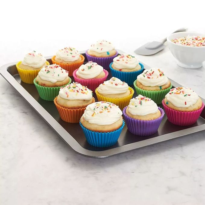 12/Pcs Silicone Cupcakes/Cup Cakes/Muffin/Queen Cakes Baking Molds Cases