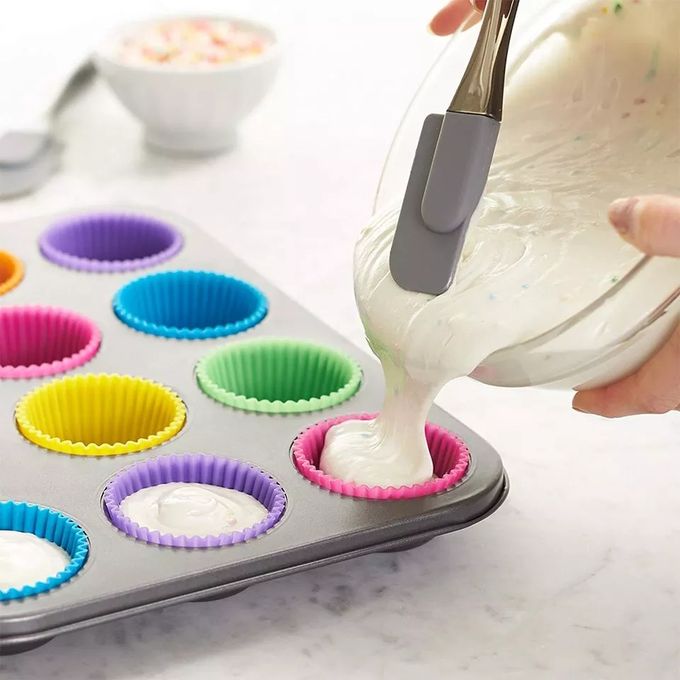 12/Pcs Silicone Cupcakes/Cup Cakes/Muffin/Queen Cakes Baking Molds Cases