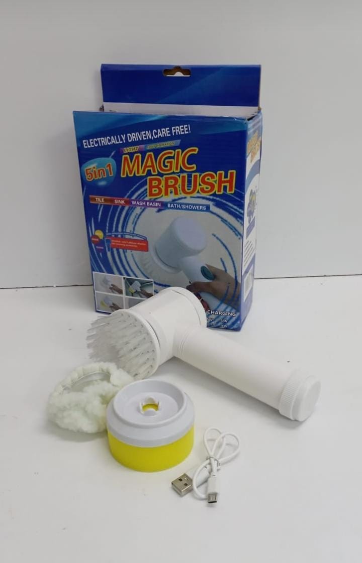 Multifunctional 5 In 1 Electric Household Magic Brush, ABS Nylon Kitchen Bathtub For Cleaning Tub, Tile, Floor, Sink, Window, Kitchen Window Brush Cleaner (white)
