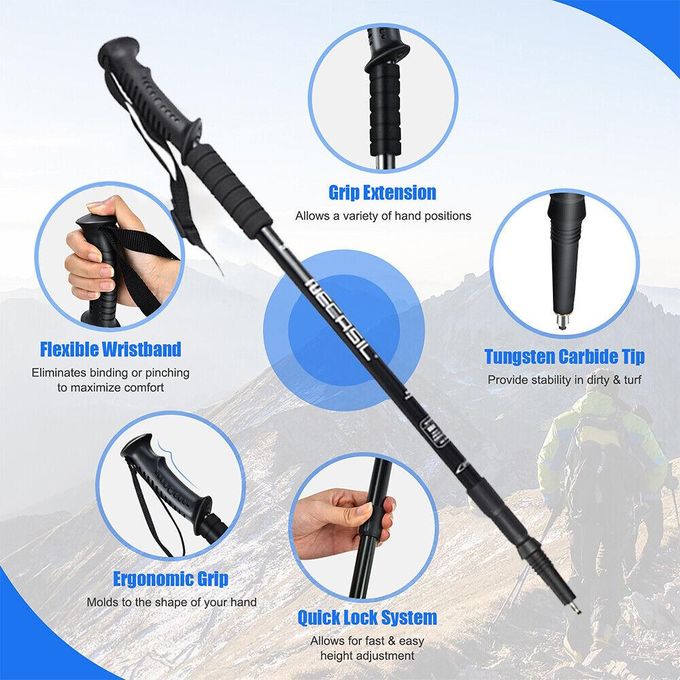 Anti Shock Trekking Pole  Ultralight Walking Sticks Adjustable Hiking Canes Telescopic Crutch for Nordic walking sticks