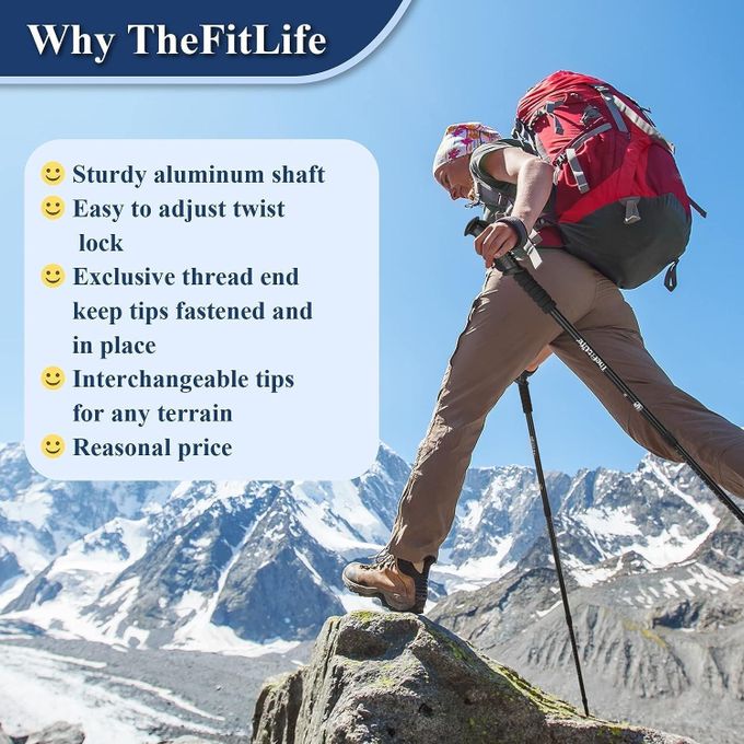Anti Shock Trekking Pole  Ultralight Walking Sticks Adjustable Hiking Canes Telescopic Crutch for Nordic walking sticks