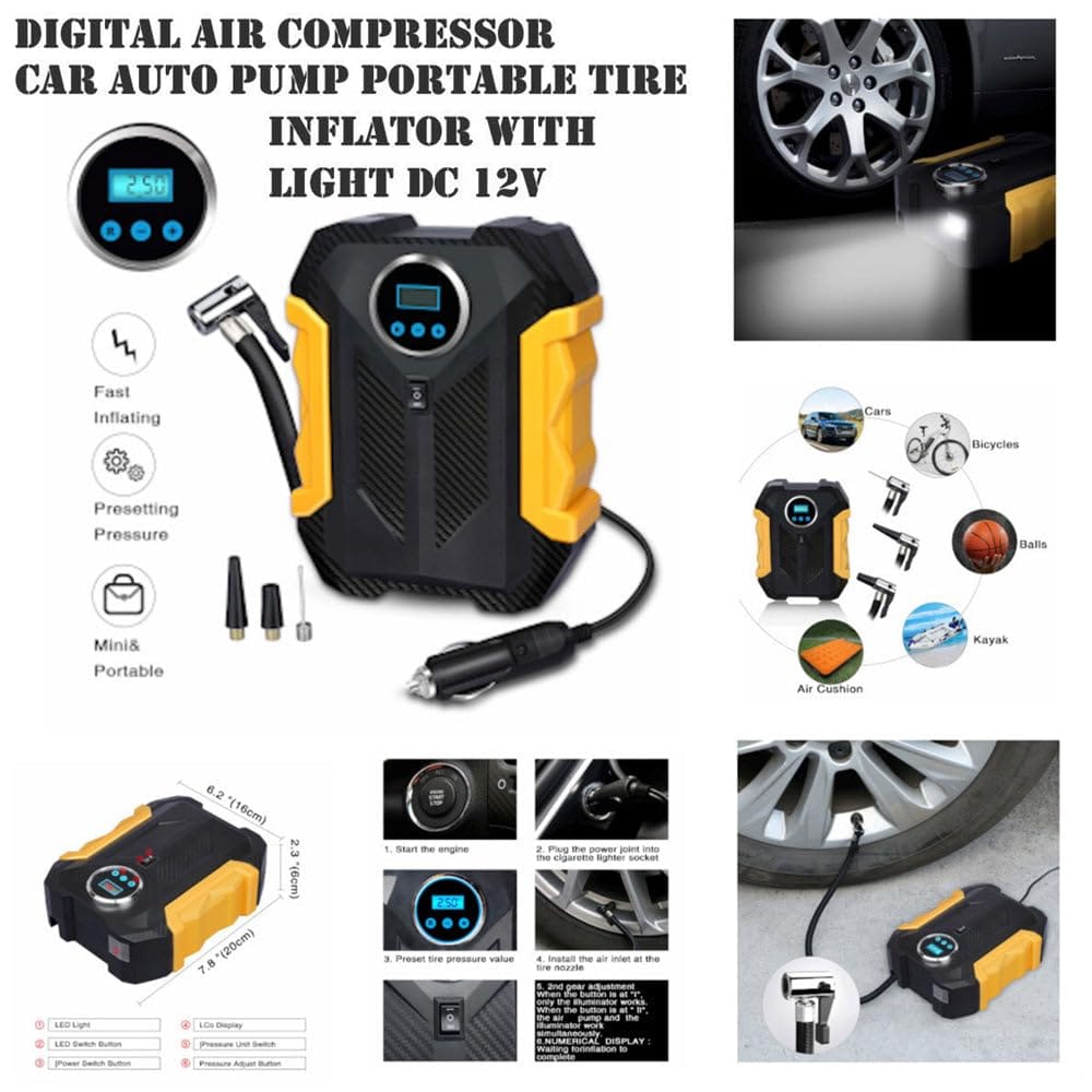C1399-1 Portable Tyre Inflator – Fast, Reliable & Compact! [ABS+PP+Copper Motor]
