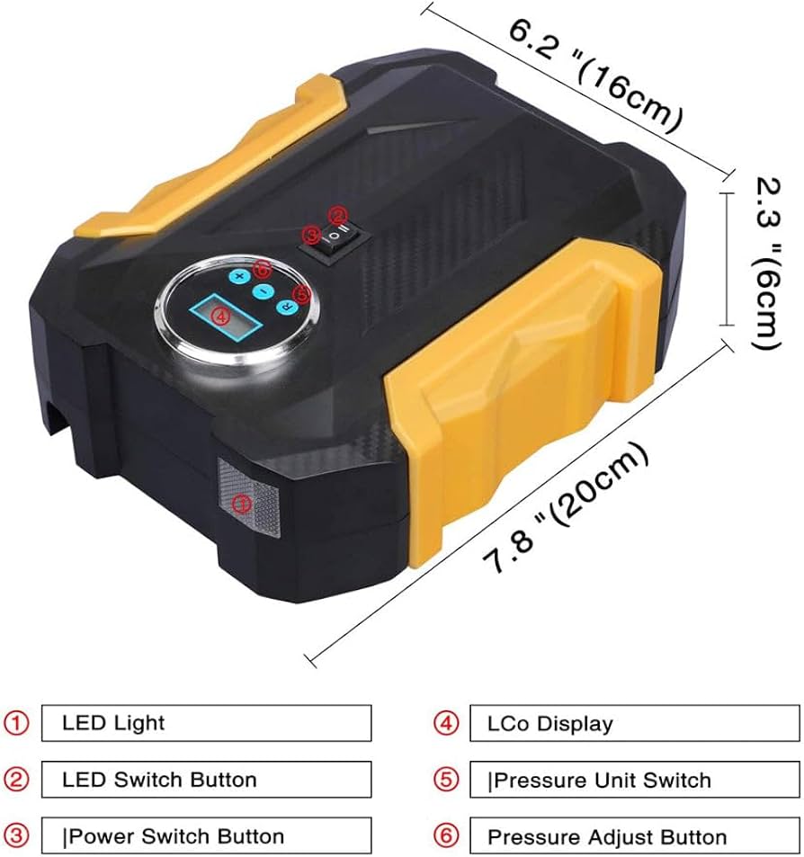 C1399-1 Portable Tyre Inflator – Fast, Reliable & Compact! [ABS+PP+Copper Motor]