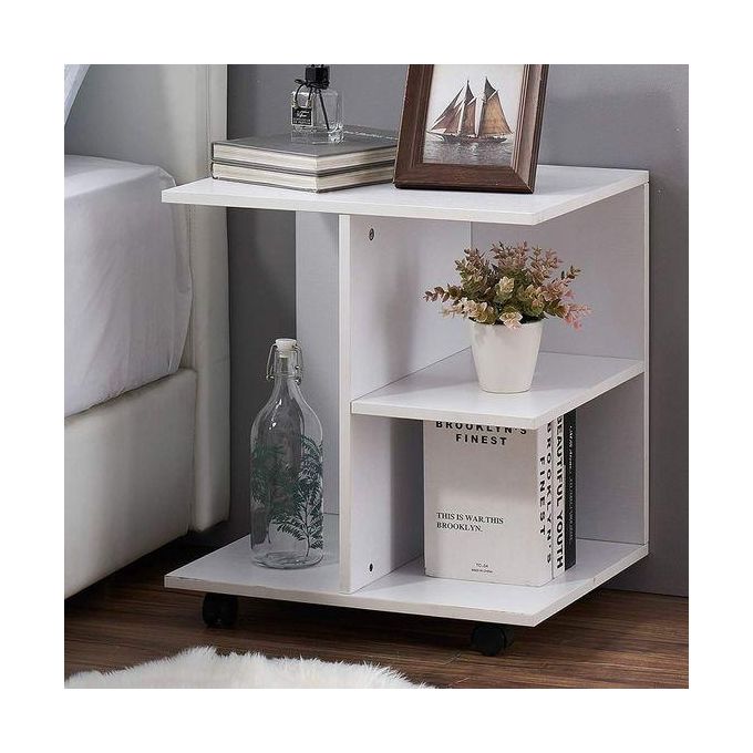 More partitioned Wooden Side Table - Versatile Home & Office Furniture, Natural Finish