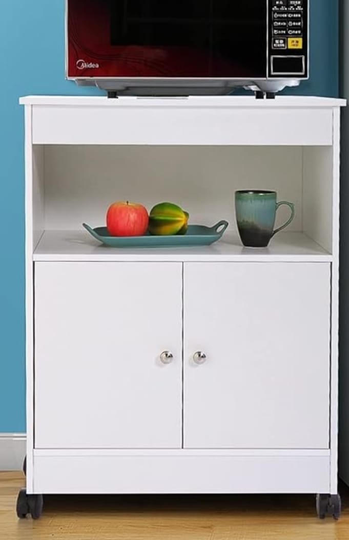 Modern Wooden Rolling Kitchen Cabinet – Compact Storage with Style & Mobility