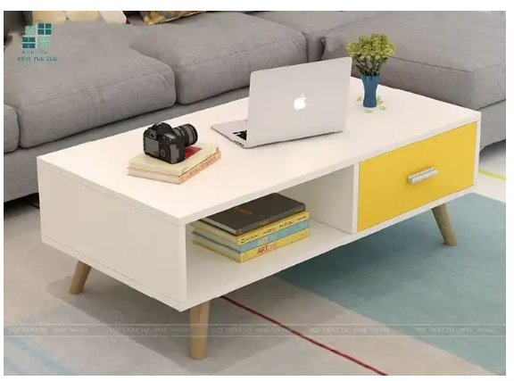 EXCLUSIVE Modern Wooden Coffee Table with a Storage shelf and a Drawer.