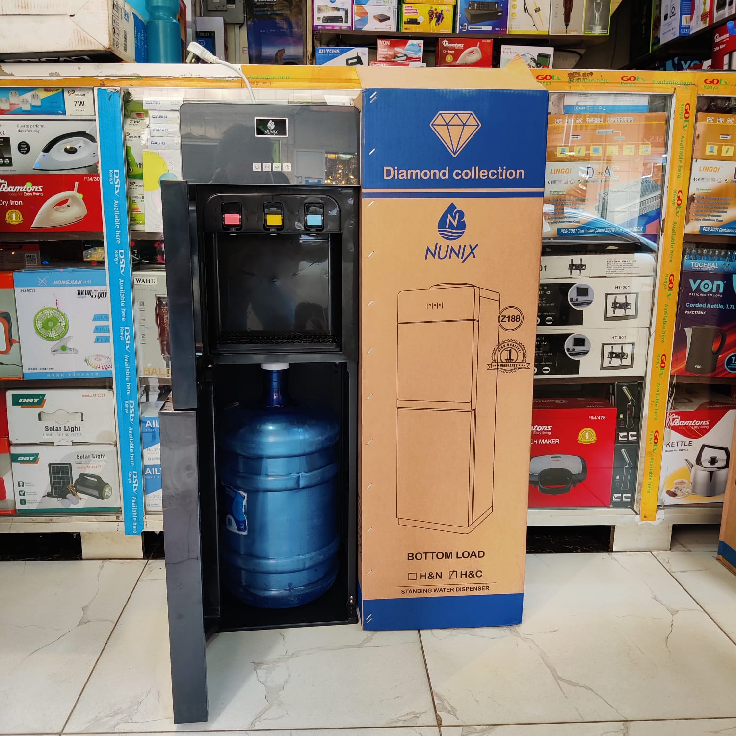 Z188C Three Taps hot cold and normal Nunix bottom load water dispenser Silver Color Nunix water dispenser