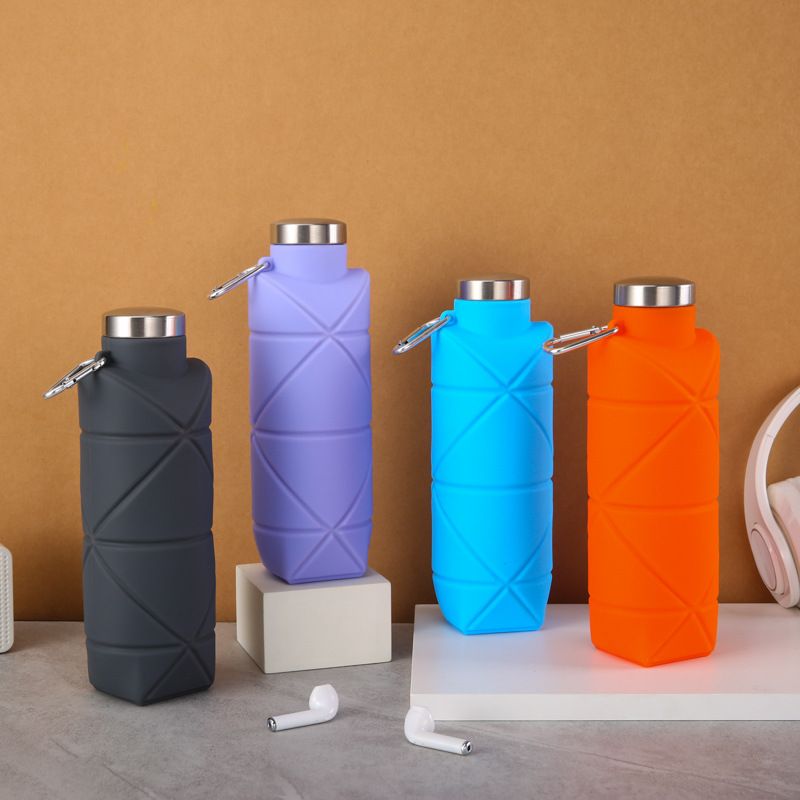 Outdoor Creative Food Grade Silicone Portable Water Bottle Sports Bottle Water Bottle Diamond Shaped Folding Cup