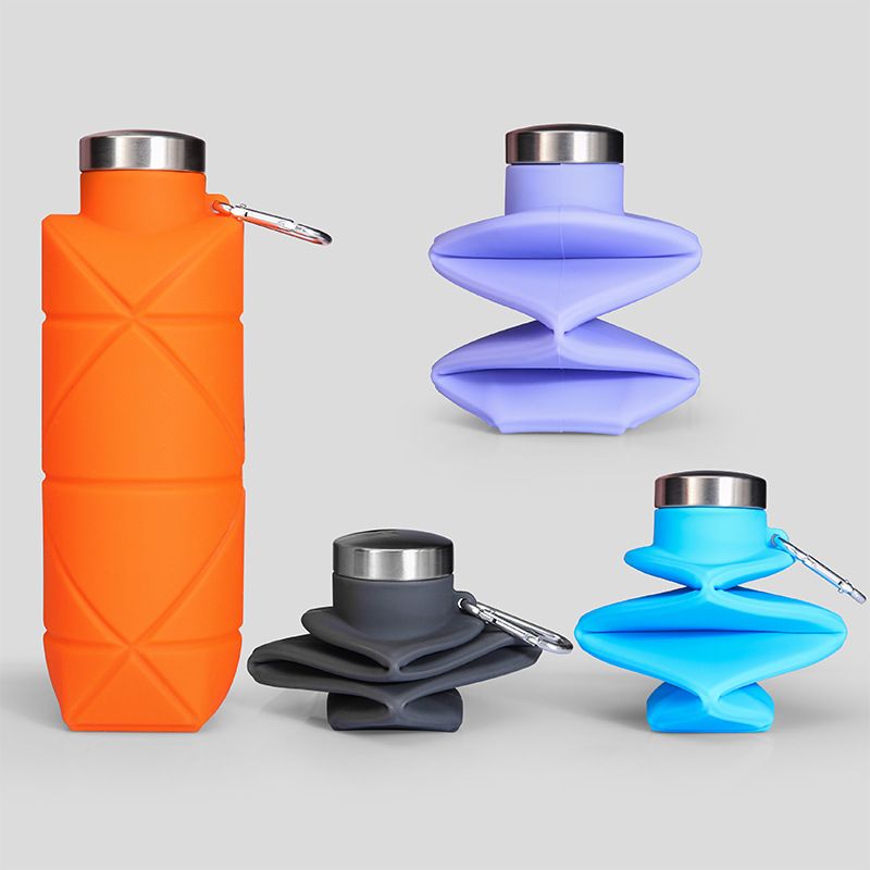 Outdoor Creative Food Grade Silicone Portable Water Bottle Sports Bottle Water Bottle Diamond Shaped Folding Cup
