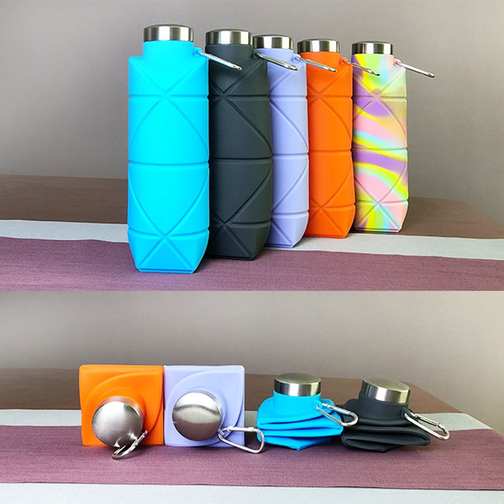 Outdoor Creative Food Grade Silicone Portable Water Bottle Sports Bottle Water Bottle Diamond Shaped Folding Cup
