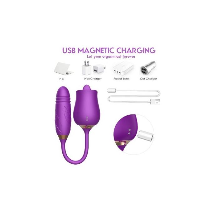 Clitoris Rose Sucking 2 In 1 G-spot Vibrator 10 Modes