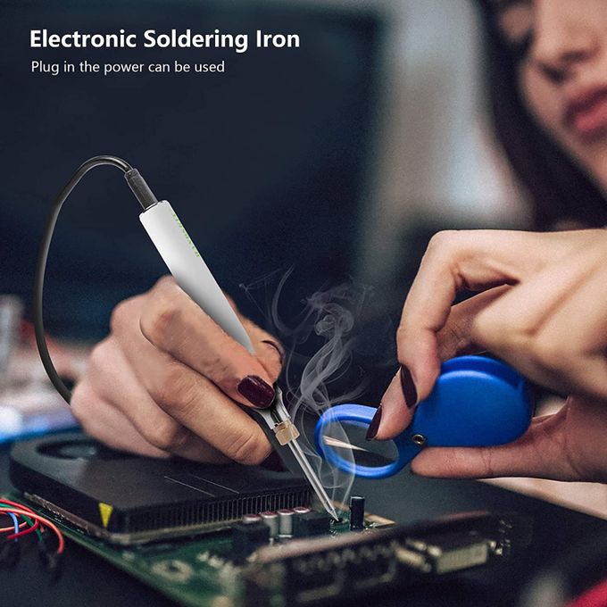 HANDSKIT Soldering Iron Kit,8W Adjustable Temperature With USB Cable