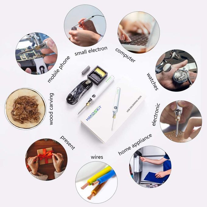 HANDSKIT Soldering Iron Kit,8W Adjustable Temperature With USB Cable