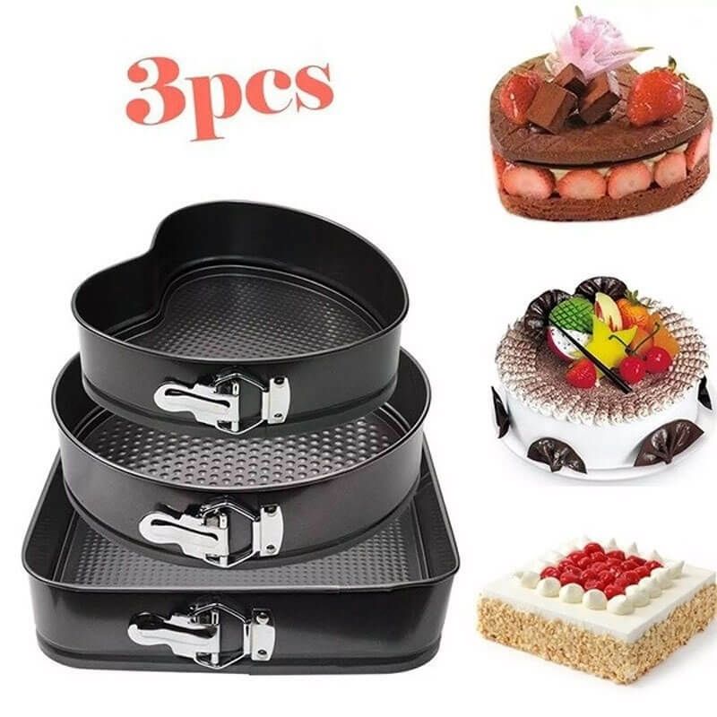 3Pcs Non Stick Cake Tray Mould Into Mixed Set