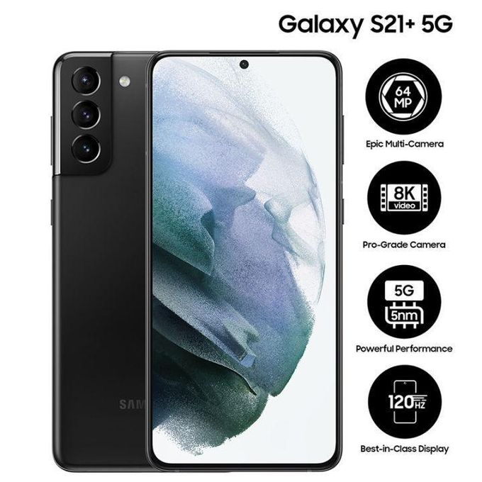 Samsung Galaxy S21+ Smartphone 128GB +8GB RAM ,6.7" Triple Camera + 10MP Dual Chip Selfie, Excellent Condition (SPOTLESS),Sim Ejector Pin + FREE 45WTTS FAST CHARGER WITH QUALITY CABLE