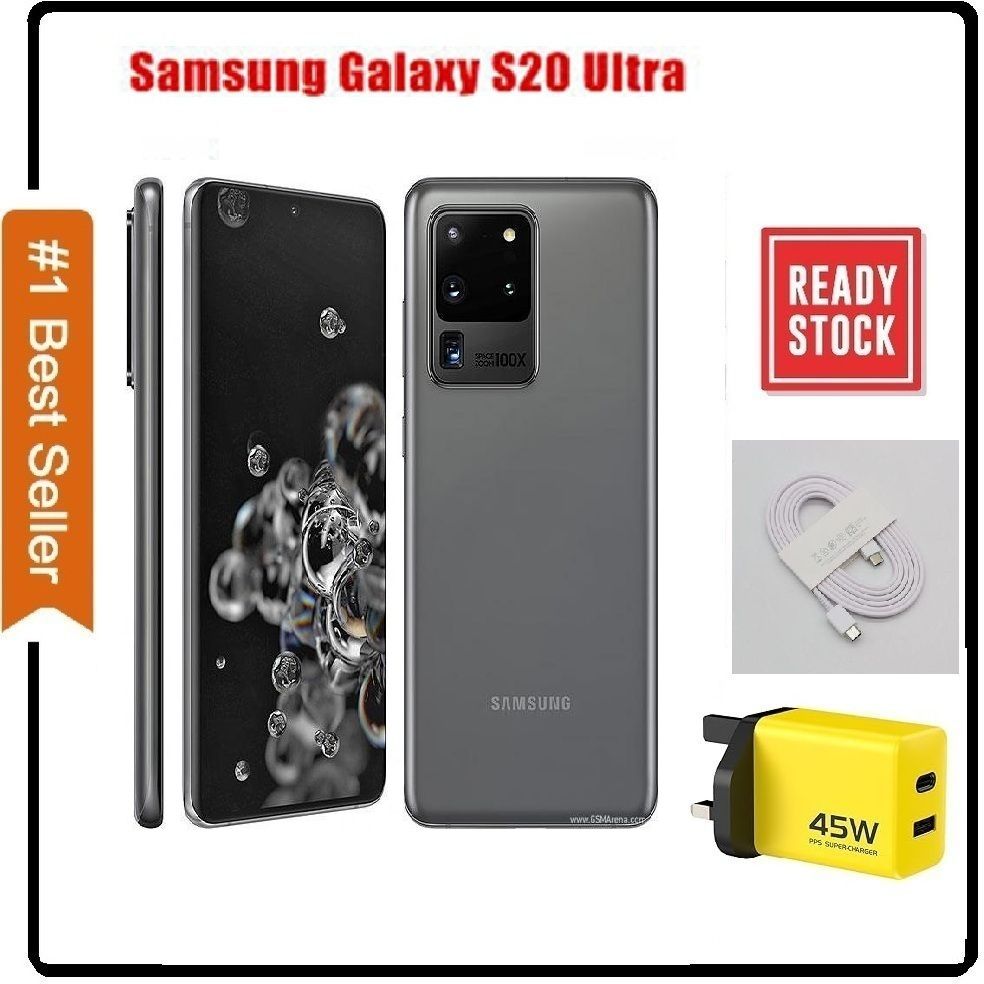 SAMSUNG S20 Ultra 5G 12GB Ram 128GB ROM ,Battery 5000mAH, Excellent Condition  GRADE (A),Sim Ejector Pin + FREE 45WTTS FAST CHARGER WITH QUALITY CABLE, Unlocked