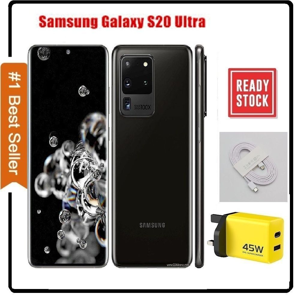 SAMSUNG S20 Ultra 5G 12GB Ram 128GB,Battery 5000mAH, Excellent Condition (A) GRADE ,Sim Ejector Pin + FREE 45WTTS FAST CHARGER WITH QUALITY CABLE, Unlocked