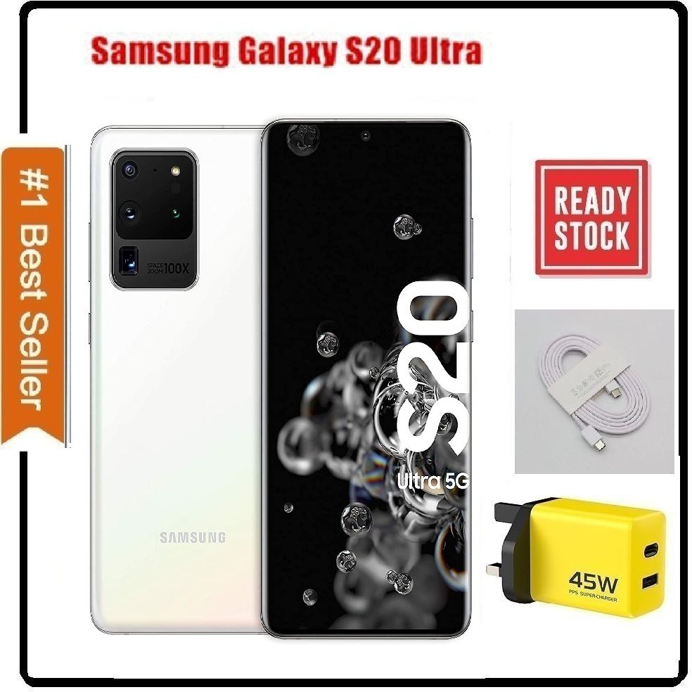 SAMSUNG S20 Ultra 5G 12GB Ram 128GB ROM ,Battery 5000mAH, Excellent Condition  GRADE (A),Sim Ejector Pin + FREE 45WTTS FAST CHARGER WITH QUALITY CABLE, Unlocked