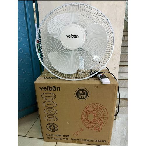 VELTON 16-Inch 3-Blade Heavy-Duty Wall Fan With Remote Control