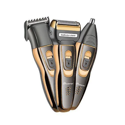 Geemy Professional Barbering Hair Shaving Machine-Kinyozi + Free 3 in 1 Electric Rechargeable Shaver Nose, Smoother & 4 Way power extension cable