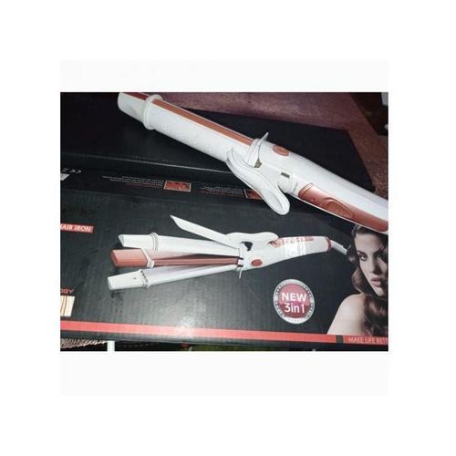 Geemy 4-in-1 Flat Iron Hair Straightener & Curler Tourmaline Ceramic Plates Hair Styler for Straightening Curling Waving Crimping Fast Heat Adjustable Temperature Professional Salon Tool