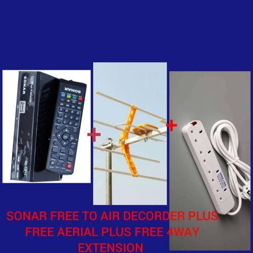 Sonar FREE To Air TV Digital Decoder + free aerial and 4 way extension