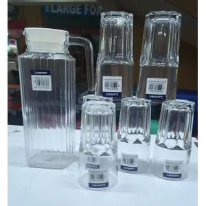 7Pcs Premium Glass Water Set with 1.5L Jug and 6 Tumblers – Stylish, Durable Drinkware for Home, Hotel & Office Use, Perfect for Water, Juice, Cocktails & Everyday Serving