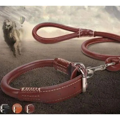 Premium PU Leather Dog Leash & Collar Set – Elegant, Durable, Comfortable & Adjustable for Small to Large Dogs – Stylish Control with High-Quality Materials and Secure Metal Hardware!