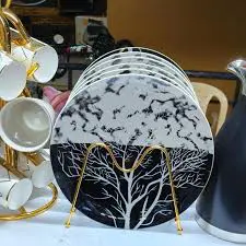 6PCS Modern Ceramic Dinner Plates Set – Elegant White & Bold Black for Stylish Dining – Durable, Microwave & Dishwasher Safe – Perfect for Home, Restaurants & Hotels in Kenya