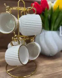 6 PCS Ceramic Mug Set – Elegant, Durable & Comfortable Mugs for Tea, Coffee, Office & Gift Use – Classic Design for Daily Enjoyment & Stylish Serving