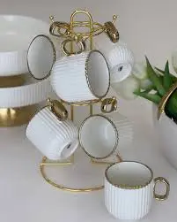 6 PCS Ceramic Mug Set – Elegant, Durable & Comfortable Mugs for Tea, Coffee, Office & Gift Use – Classic Design for Daily Enjoyment & Stylish Serving