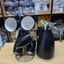 Classic 6PCS Mug/Cups Set + FREE Thermo Flask – Durable Ceramic Mugs with Comfortable Grip & Stylish Design for Tea, Coffee, Office, and Home Use