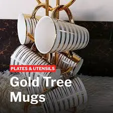 6 PCS Long Gold Tea Mugs – Elegant Tall Ceramic Tea Cups with Gold Trim, Durable Design for Daily Use & Perfect Gift Choice