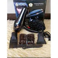 Nunix 2400W Blow Dry Hair Dryer with Styling Accessories – Fast-Drying, Heat-Control Hair Styling Tool for Salon & Home Use (Black)