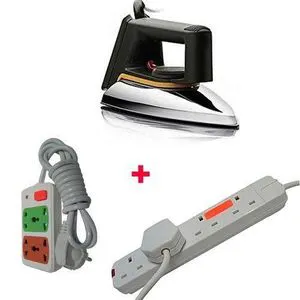 Ailyons Lyons Dry Iron with Non-Stick Soleplate + FREE 4-Way Extension and Extra 3-Way Extension for Maximum Home Convenience and Efficient Ironing