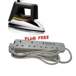 Ailyons Lyons Dry Iron with Non-Stick Soleplate + FREE 4-Way Extension and Extra 3-Way Extension for Maximum Home Convenience and Efficient Ironing