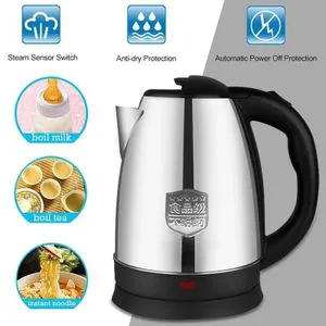 EuroChef Stainless Steel Electric Kettle with Automatic Shut-Off – 2.0L, 1500W Rapid Boiling, Durable & Safe for Every Modern Kitchen