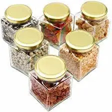 5pcs 250ml Square Mason Glass Jars with Airtight Lids – Stylish, Vintage-Inspired Storage for Spices, Snacks, Smoothies & More | Durable, Airtight, and Perfect for Kitchen Organization