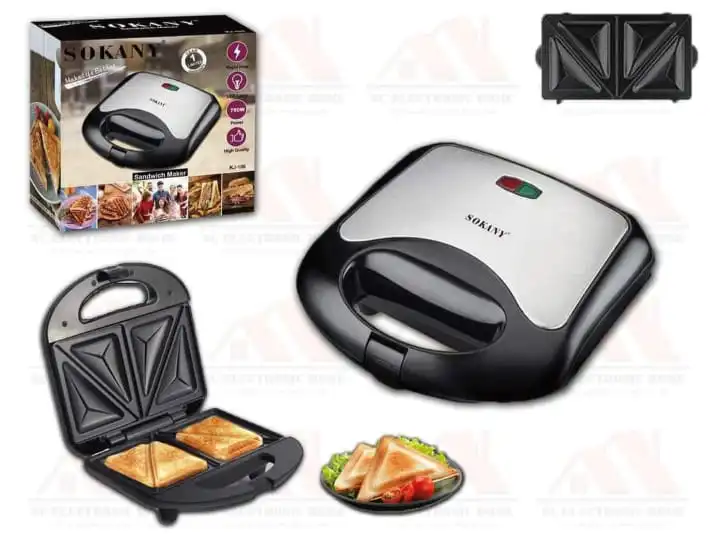 Sokany 2-Slice Sandwich Maker – 750W Power, Non-Stick Plates for Easy Cleaning, Compact & User-Friendly Design for Quick, Delicious Sandwiches Anytime! 🥪⚡