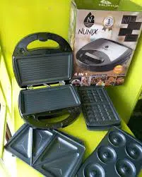 Nunix 4-in-1 Sandwich Maker – Multi-Functional Kitchen Appliance for Grilling, Toasting, Waffles & More, Easy to Use with Removable Plates for Quick Cleaning 🍔🧇🔥