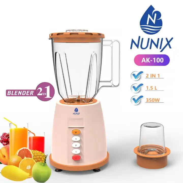 Nunix AK100 2-in-1 Blender with Grinder – Powerful, Efficient & Versatile Kitchen Essential for Smoothies and Grinding Needs