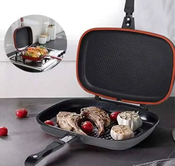 Double-Sided Non-Stick Grill Pan – Flip Design for Effortless, Oil-Free Cooking | Ideal for Meat, Fish, Pancakes & More – Perfect for Kenyan Kitchens