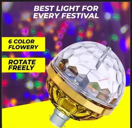 E27 Colorful Auto Rotating RGB LED Bulb – Multi-Colour Magic Ball Light for Parties & Events | Energy-Efficient, Easy Install & Vibrant Lighting Experience