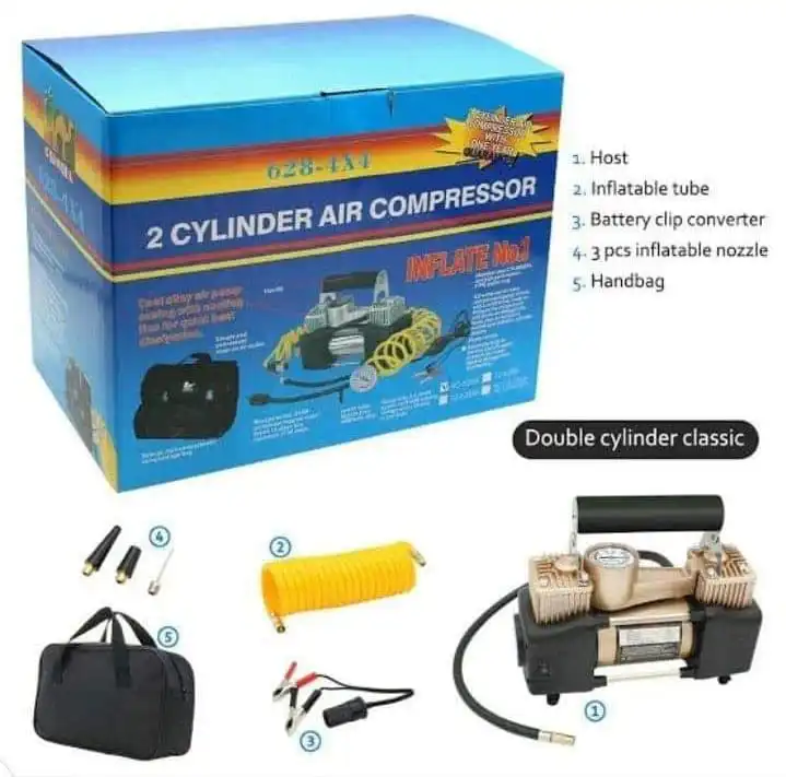12V 150PSI Heavy-Duty Double Cylinder Car Air Pump – Portable Tire Inflator for Kenyan Drivers & Adventurers | Fast, Reliable & Easy to Use
