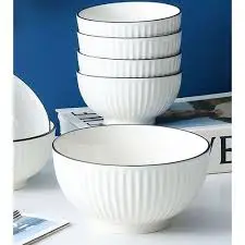 6PCS 8” Deep Ceramic Soup Bowls – Stylish, Durable & Perfect for Family Dining, Hosting & Gifting 🍲🏠✨