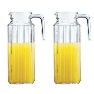 Premium Water and Juice Glasses and Jug, (1 Water Juice Jug 1.1 Liter and 6 Pieces Glasses 3Transparent, Highball Water Glass and Jug Set for Dining Table (Jug A +6 Glass)