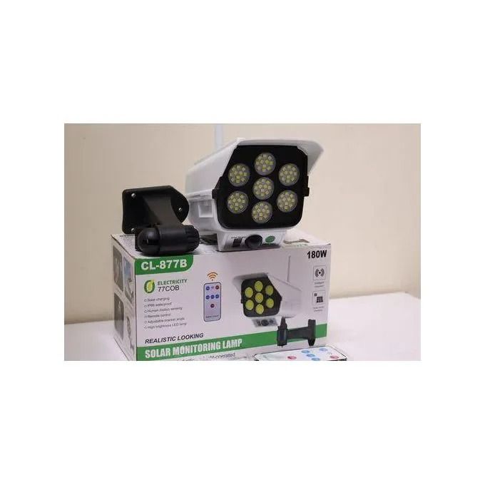 CcLamp 180W Solar Monitoring Lamp/ CCTV Dummy Simulation Surveillance Camera with Intelligent Lighting Control for Outdoor Security, Motion Induction, Waterproof Design, and Energy Saving.