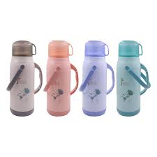Plastic Body Glass Refill Thermos Flask for Hot/Cold Drinks, Durable Double Wall Vacuum Insulated Beverage Container with Secure Lid, Portable for Office, School, Travel, and Home Use